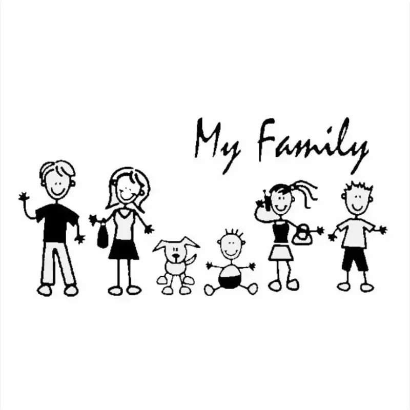 Pet Supplies For Dogs - Stiker Mobil Keluarga Tongkat Gambar Anak