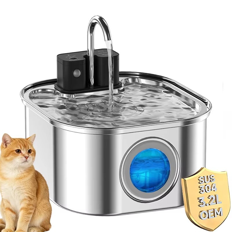 Pet Water Fountain - Tempat Minum Kucing Nirkabel 3.2L Bahan