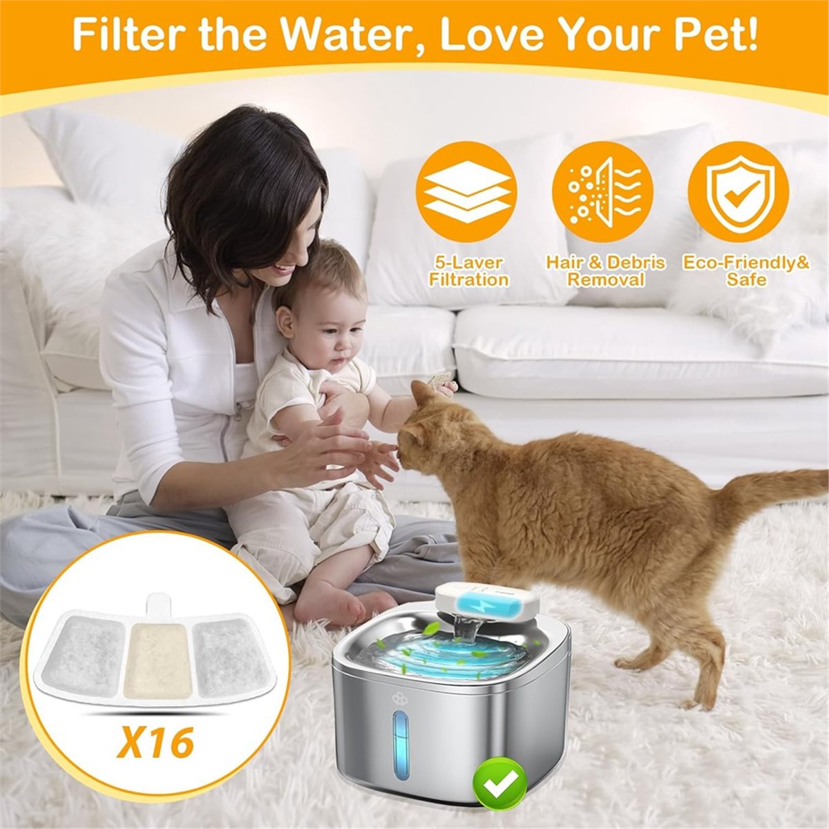 Filter Pengganti Aug.A632F-16P - Pet Water Fountain ulasan dan harga